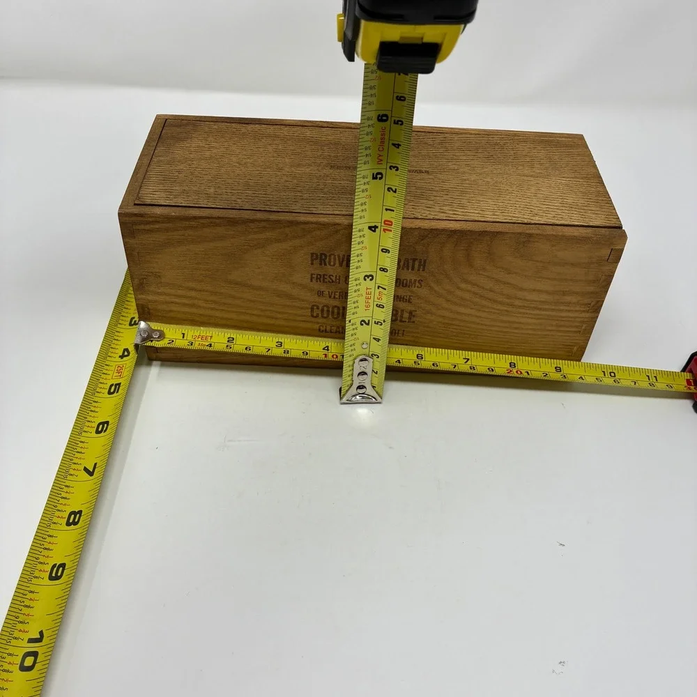 Restoration Hardware Provencal Bath Wooden‎ Storage Box Sliding Lid Rustic Brown